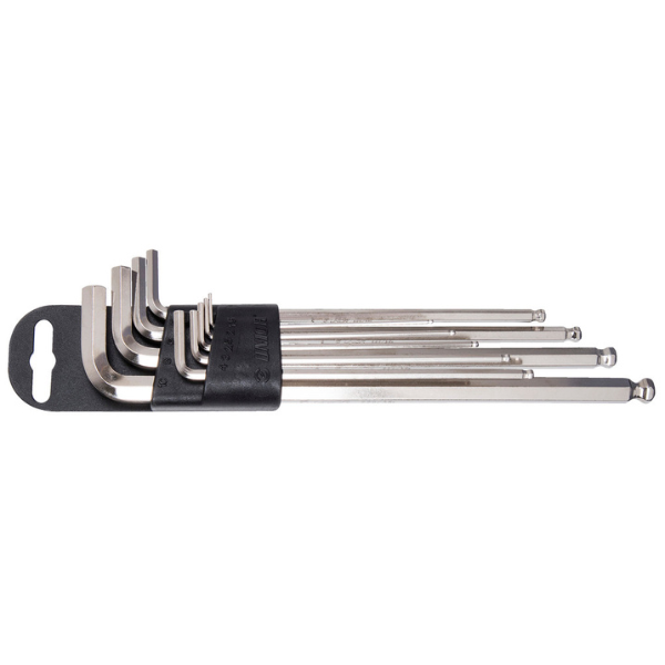 Unior Set of Ball End Hexagon Wrenches, Long Type On Plastic Clip Metric