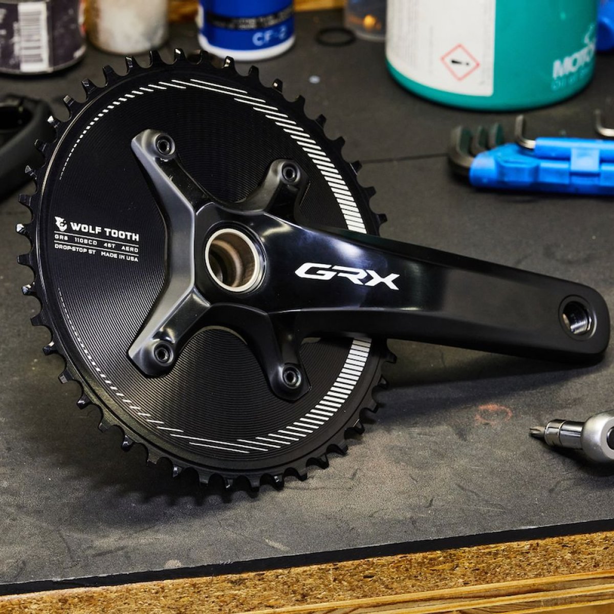 Wolf Tooth Shimano GRX Aero 1X Drop Stop ST Chainring 110 X 4 BCD Shimano HG+